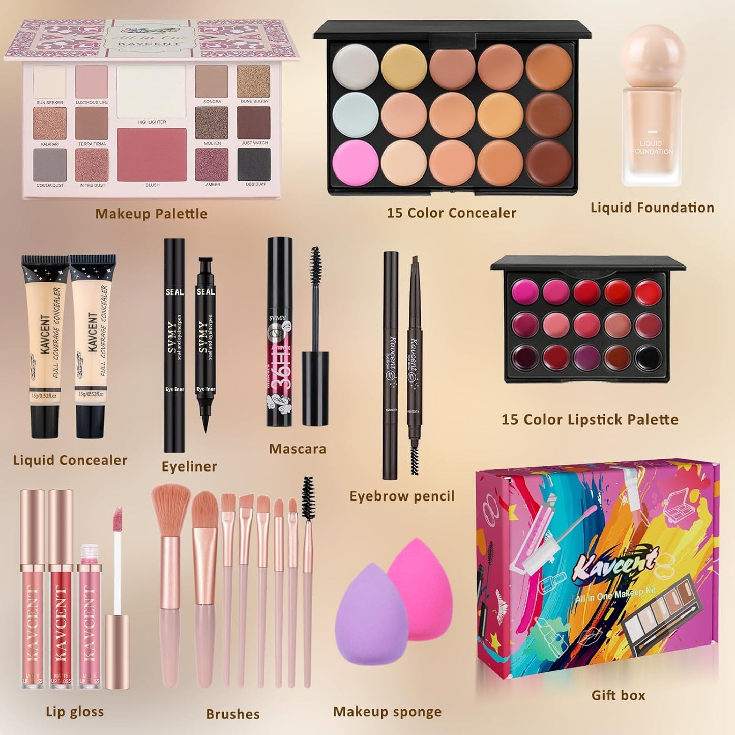Makeup Kit for Women full Kit Makeup Set for Teens Girls Teenagers Eyeshadow Palette Foundation Makeup Gift Set for Women Makeup Kit for Teens