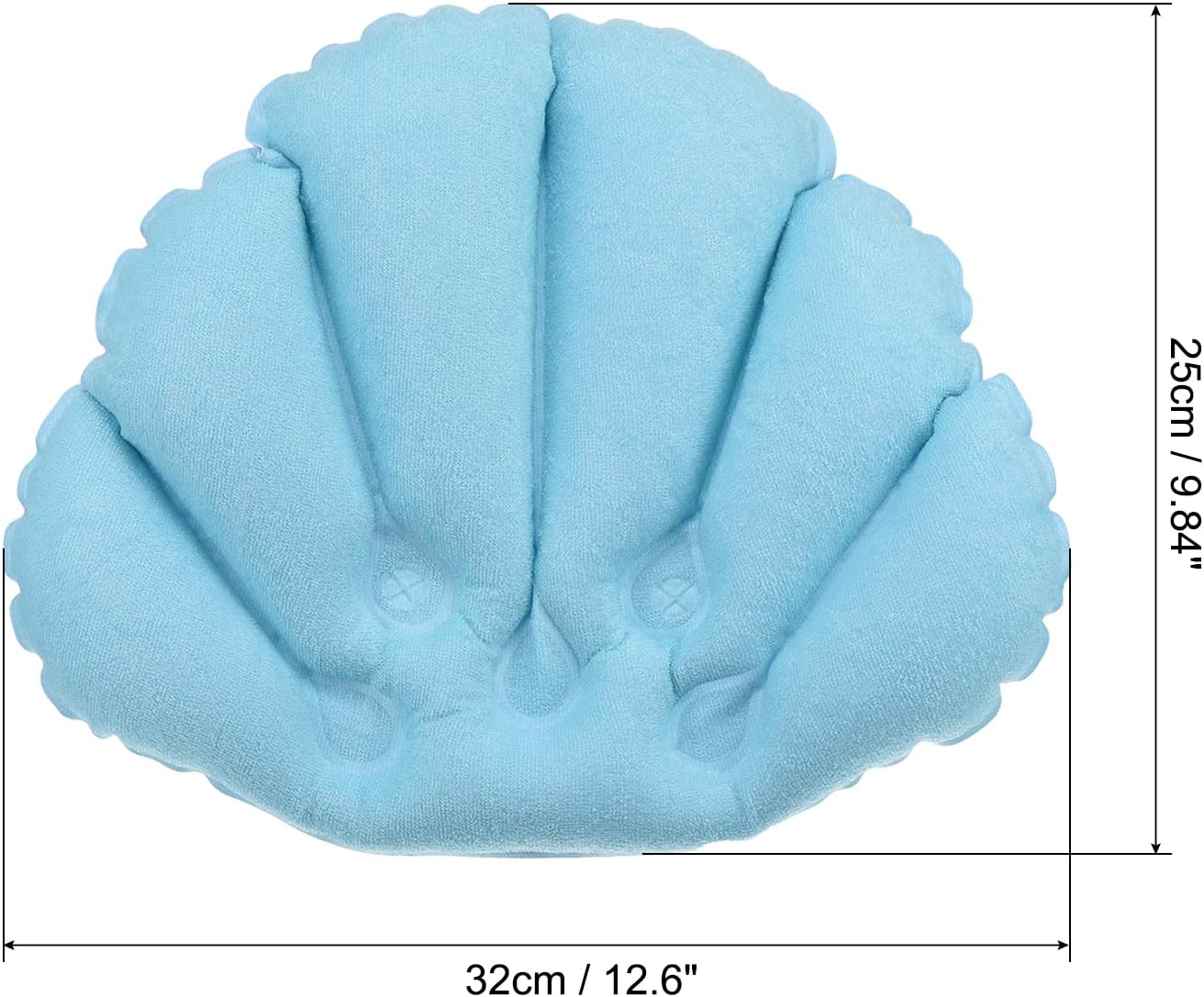 PATIKIL Inflatable Bath Pillow with Suction Cups, 2 Pack Terry Cloth Covered Shell Shape Soft Bath Spa Cushion Neck Support for Bathtub Hot Tub (Blue, Green)