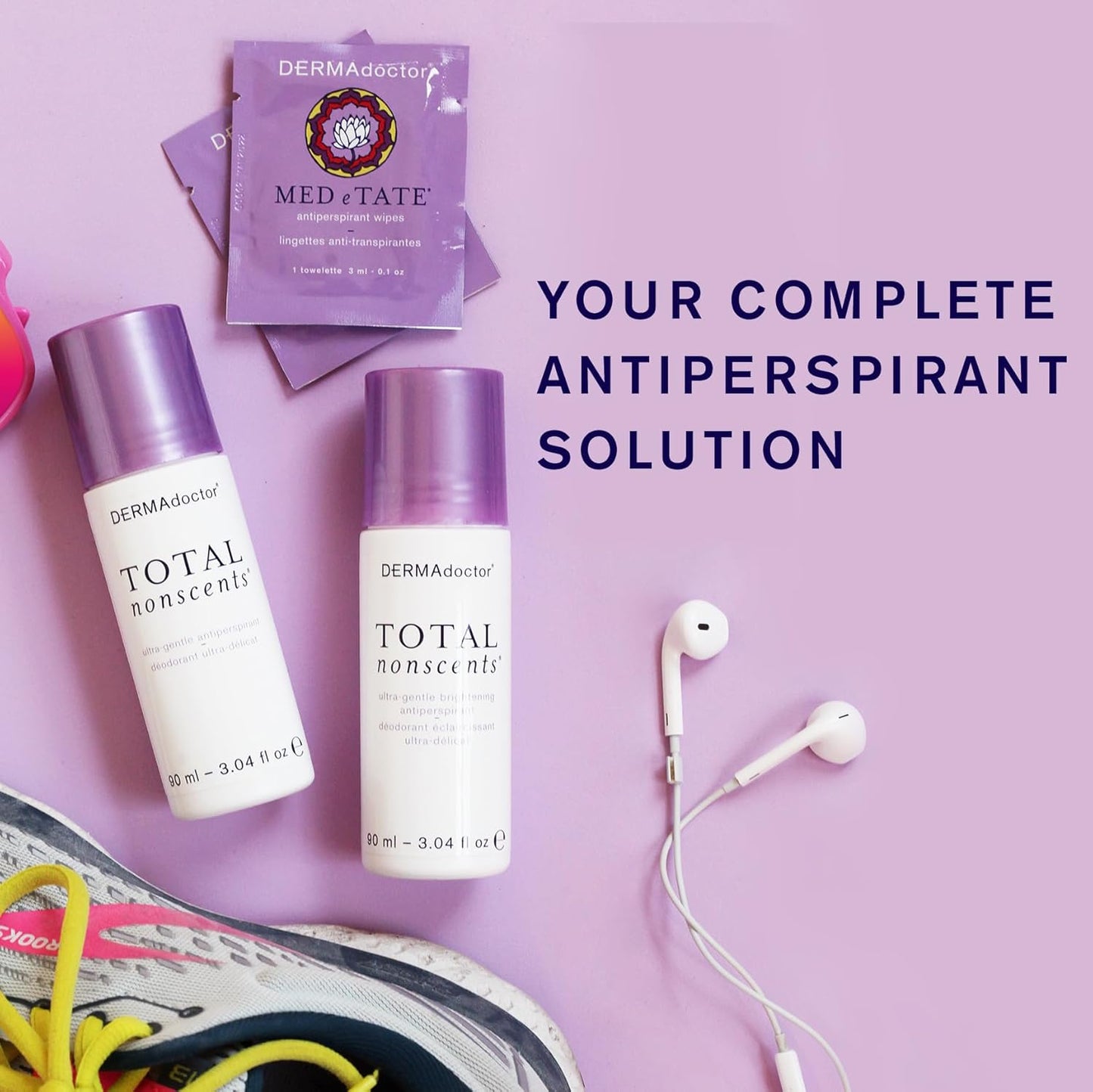 DERMAdoctor Total NonScents Ultra-Gentle Illuminator Antiperspirant Sensitive Skin. Unscented, Clinical Strength Antiperspirant for Men & Women; Hypoallergenic Roll On Deodorant - 3 oz