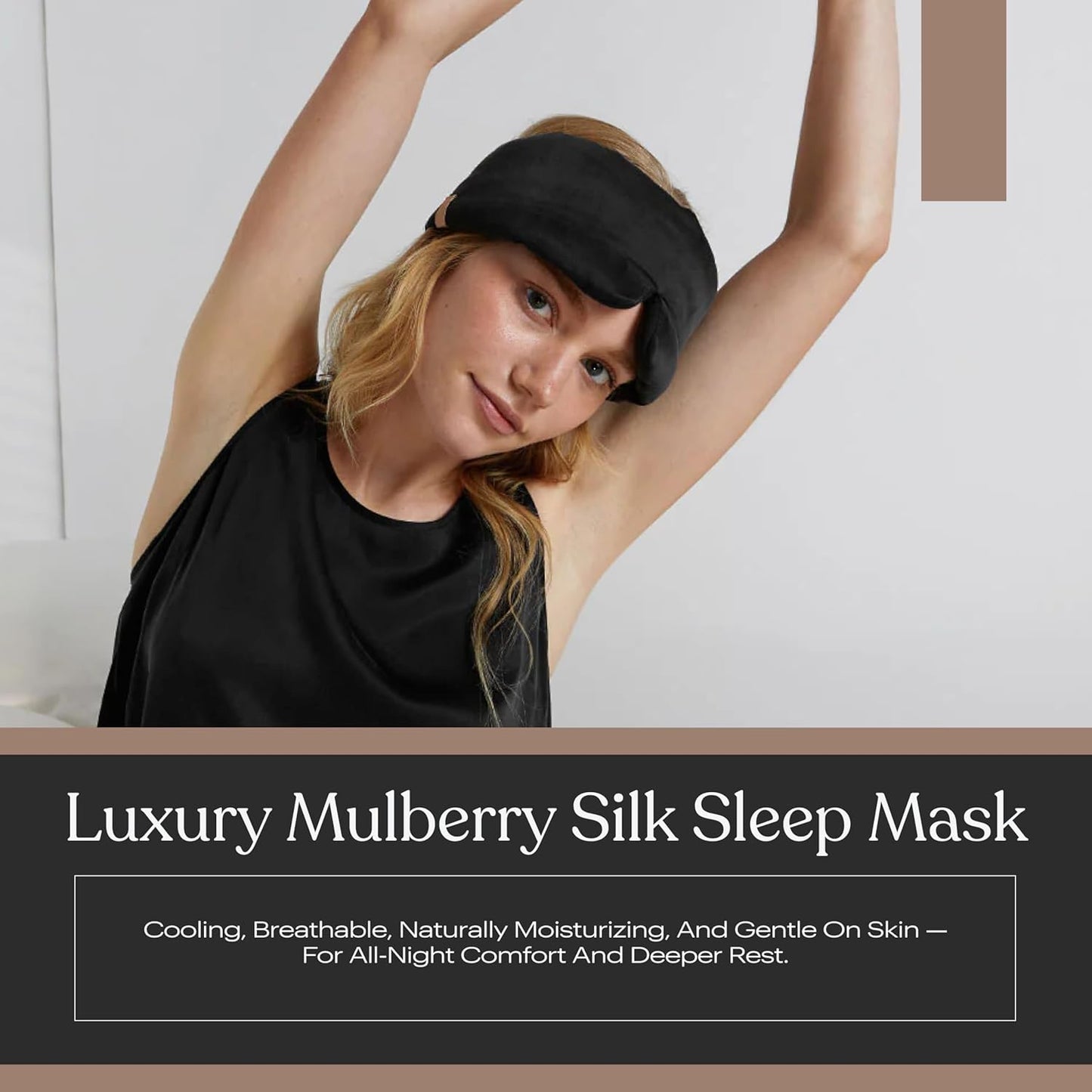 Lunya Sleep Mask with Box - Washable Silk Sleeping Mask and Headband for Beauty Routines - Thermoregulating Comfort for Restful Nights - Silk Eye Mask for Women - Large - Immersed Black