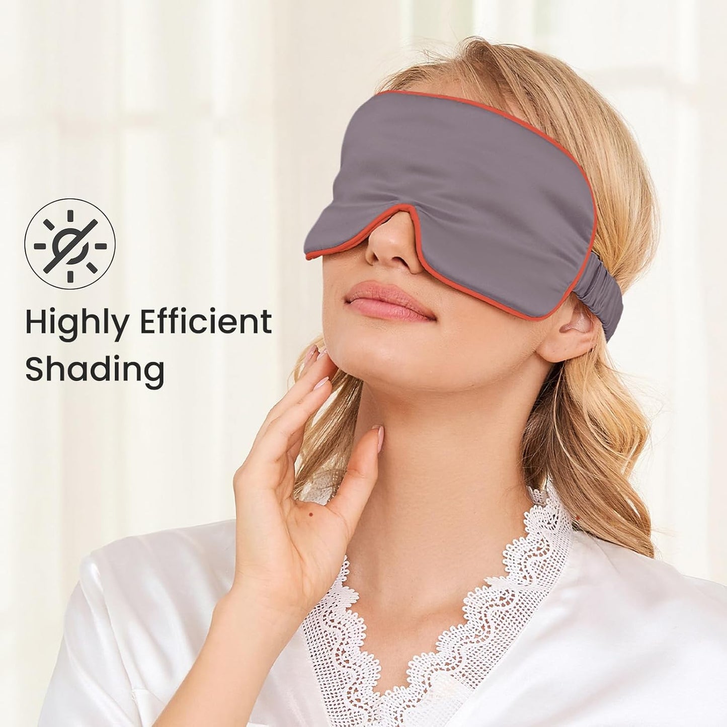 THXSILK 100% Mulberry Silk Sleep Mask, 6A Grade 25 Momme Eye Mask for Sleeping, Color-Blocking Blindfold, Soft Silk Eye Cover for Women, Men, Travel, Nap, Airplane(4×9inches, Grey)