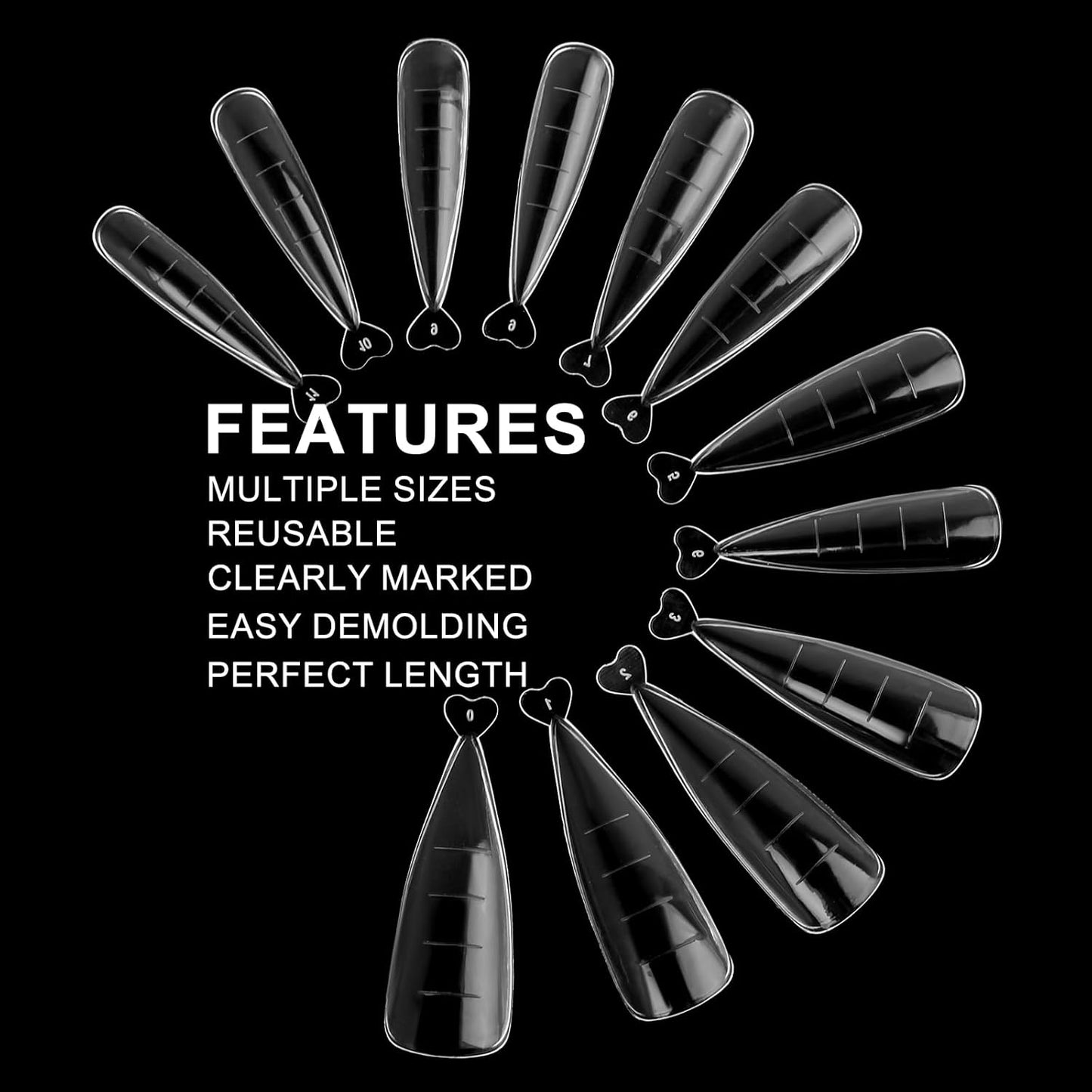 120Pcs Dual Nail Forms,Flat Stiletto Extension Poly Nail Gel Nail Forms Full Cover Reusable Nail Molds 12 Sizes for Solid Nail Gel Glue Nail Art Design Salon&DIY