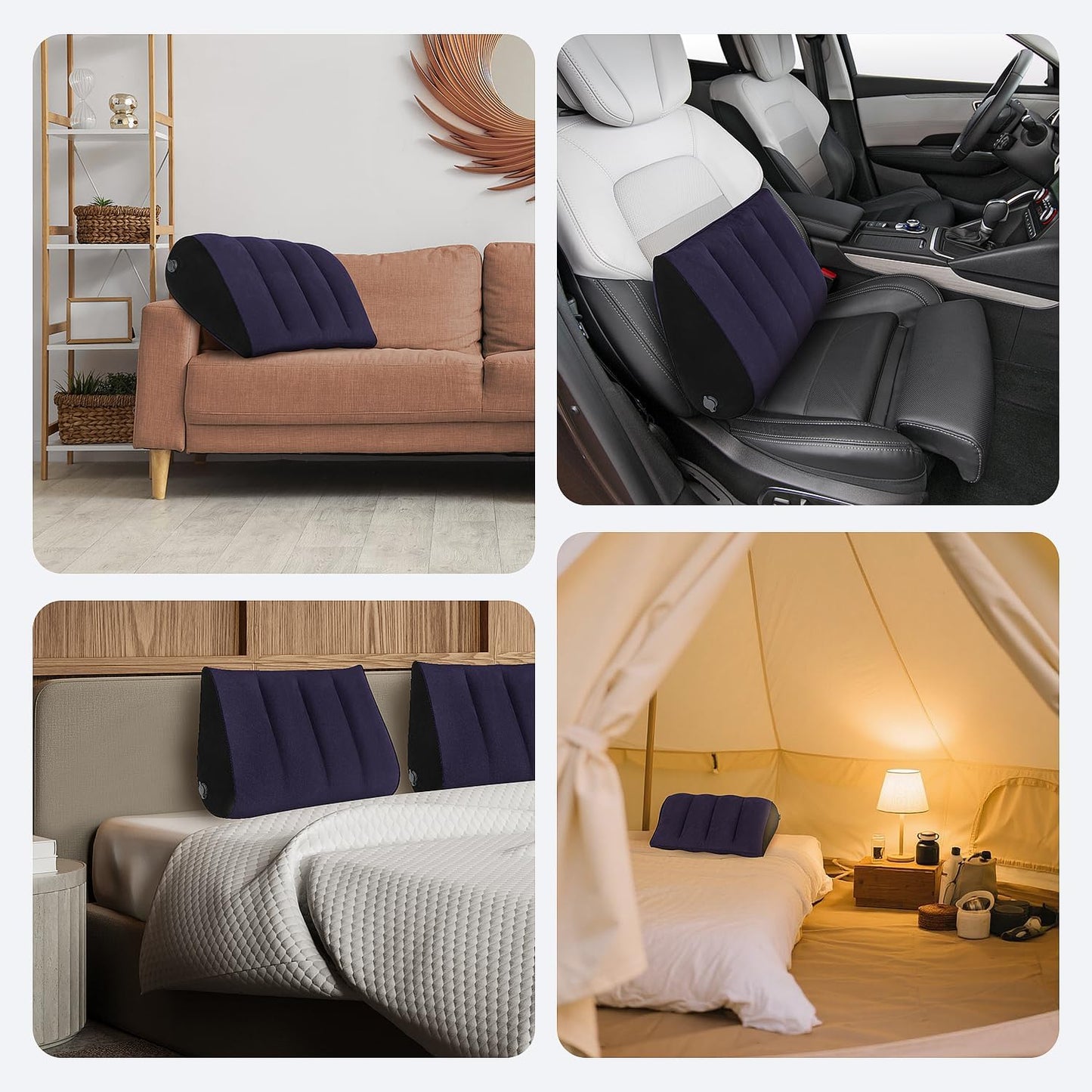 Portable Inflatable Wedge Pillow 2 Pack,Body Positioner for Sleep Support, Large 20in Adjustable Travel Pillow - Lightweight Bed/Leg Support Pillow, Fast Inflation, 2 Pack