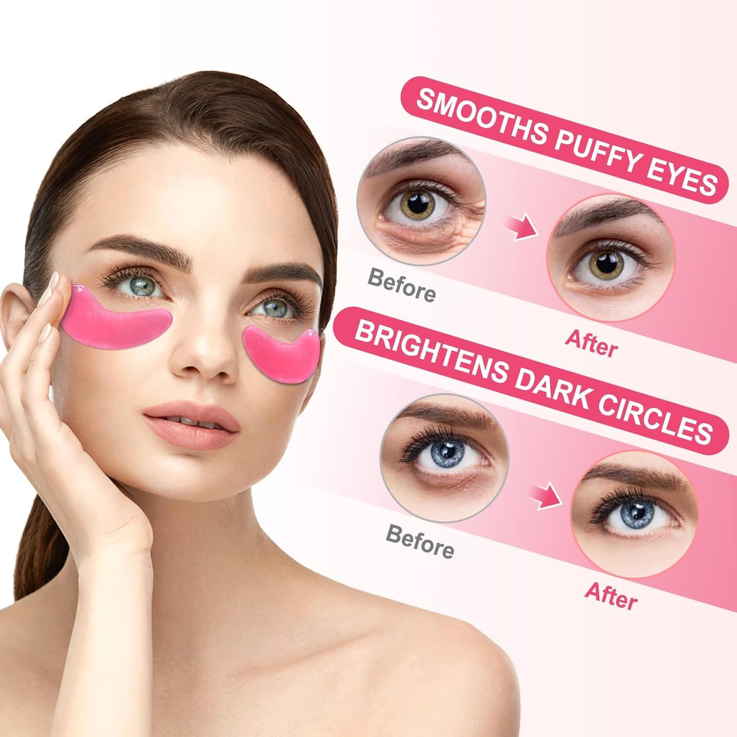 Eye Mask - 15 Pairs Rose Under Eye Patches Skin Care Products - Eye Masks Skincare for Dark Circles and Puffiness, Reduce Wrinkles, Eye Bags and Fine Lines, for Women and Man, with Hair Clips