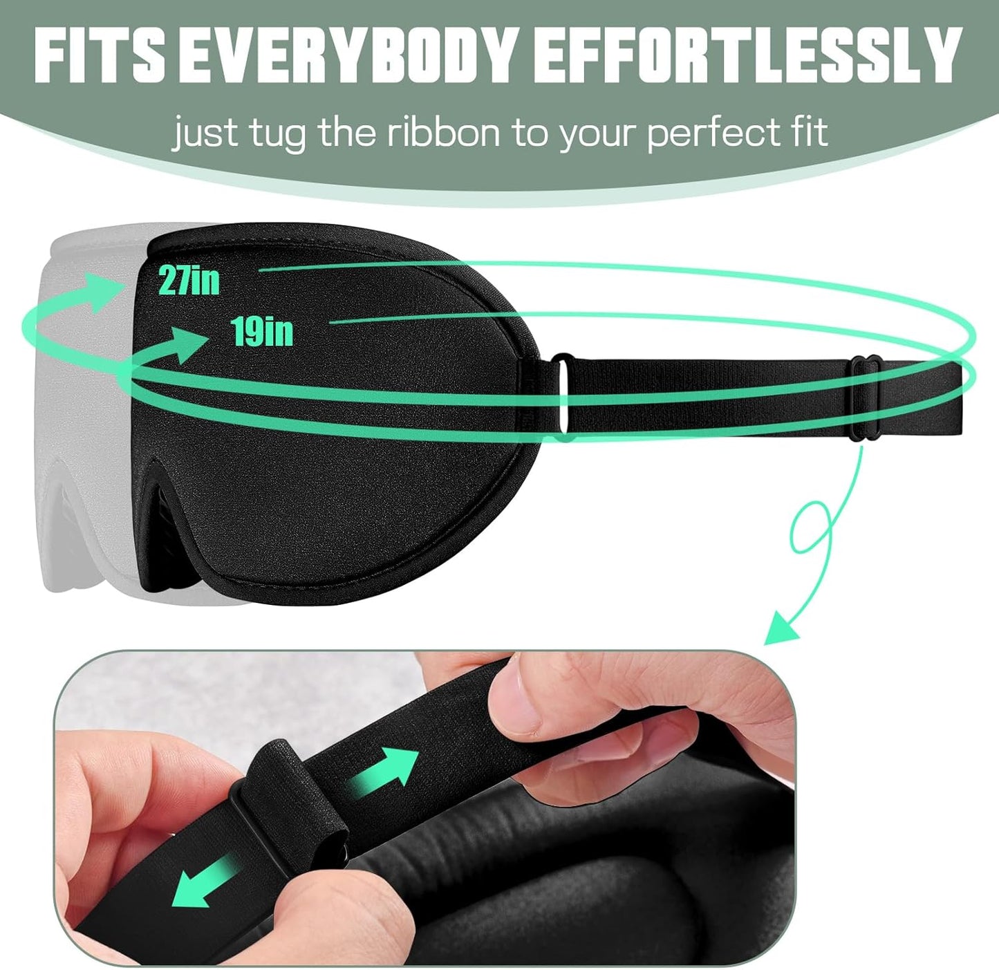 Sleep Mask for Side Sleeper Men Women | Zero Eye Pressure 3D, Light Blocking Design, Soft Breathable Eye Shade Cover for Travel, Black