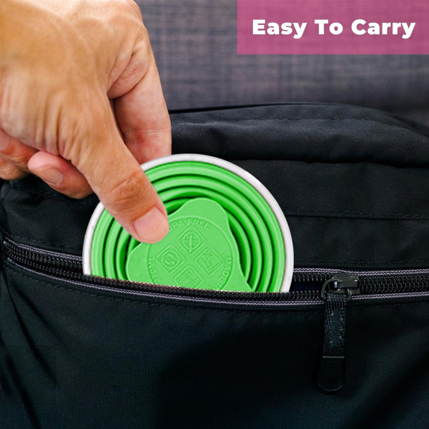 Silicone Collapsible Cup,Collapsible Cups for Camping,Folding Cup with Lids,Collapsible Coffee Cup,Reusable Drinking Mugs Cup(Green)