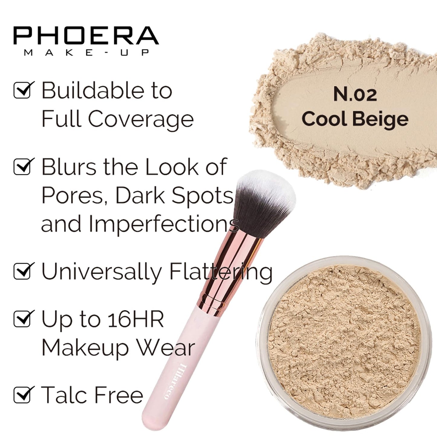 Mushroom Head Air Cushion CC Cream Natural Foundation,Phoera Powder, Bright Makeup Base Long Lasting with Makeup Sponge and Flat Top Kabuki Foundation Brush (#05 Sand)