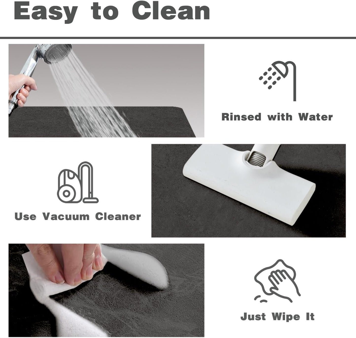 Bath Mat, Bathroom Rugs Non Slip Washable Thin Absorbent Quick Dry Bath Mat Fits Under Door Bathroom Floor Mat Perfect for Bath, Shower, or Sink 36"x60" Black