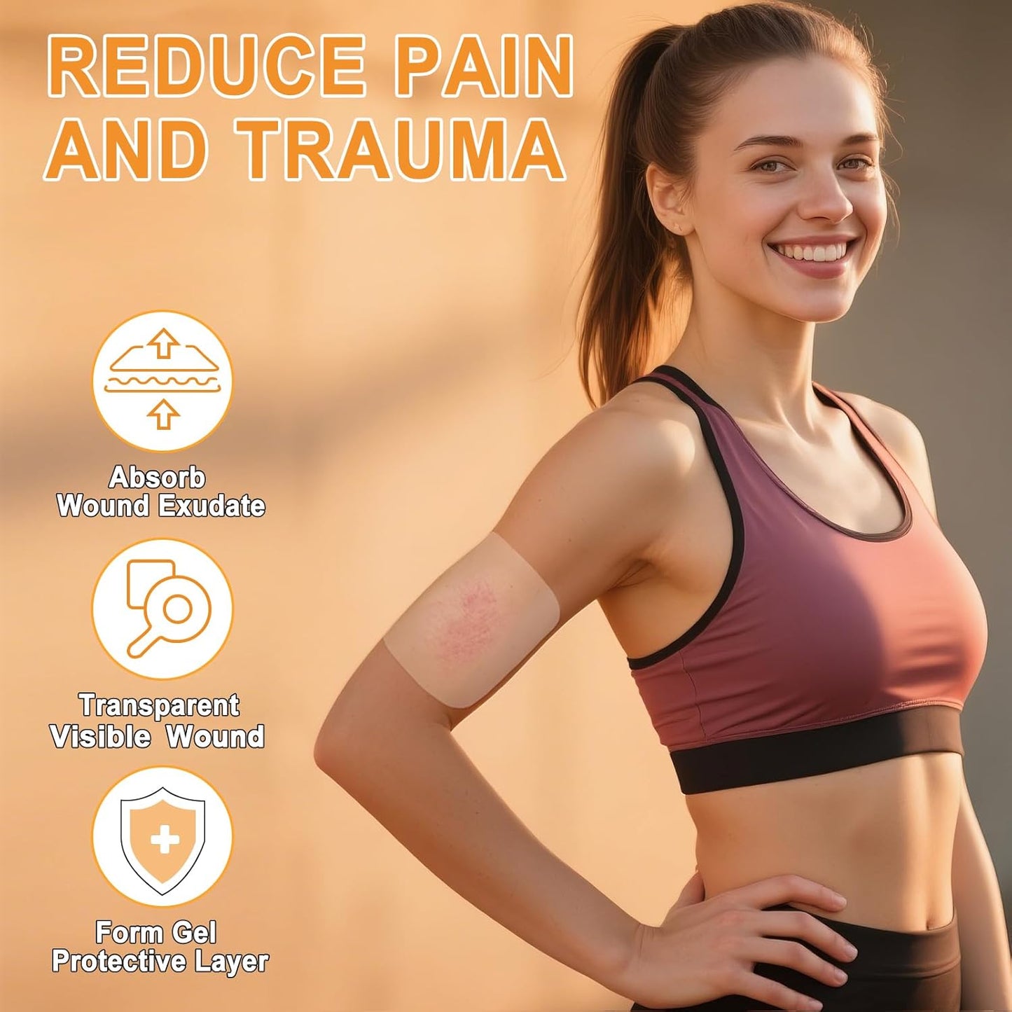 Carbou Hydrocolloid Wound Dressing 4"x4", 10 Individual Pack, Self-Adhesive Ultra Thin Hydrocolloid Bandages, Waterproof Absorbent Hydrocolloid Patch for Wound Care, Bedsore, Burn, Abrasion & Blister