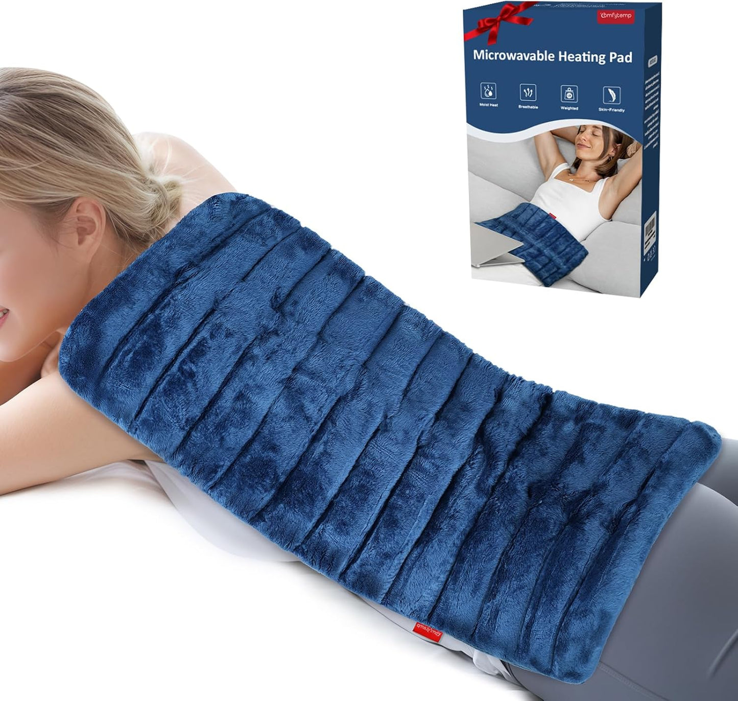 Comfytemp Extra Large Microwavable Heating Pad for Back Pain Relief, 12"x23" 3.7 LB Moist Heat Pad for Neck Shoulder, Cramps, Physical Therapy Mothers Day Gifts for Aches, Joints