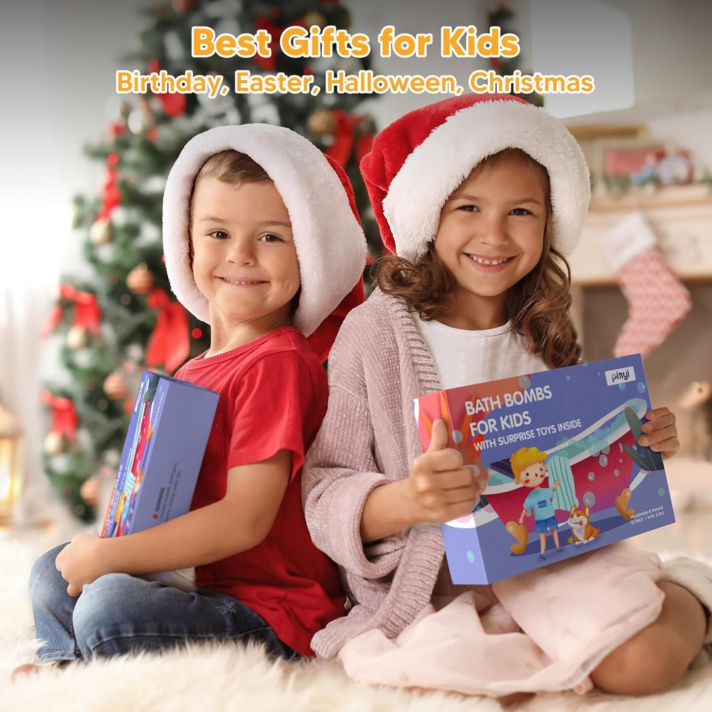 Bath Bombs for Kids, 12 Bath Bombs with Toys Inside, Natural Organic Handmade Kids Bath Bombs Set with Surprise Puppy Dog Toys Inside, Non Toxic & Safe, Birthday Gifts for Kids Boys Girls Toddler