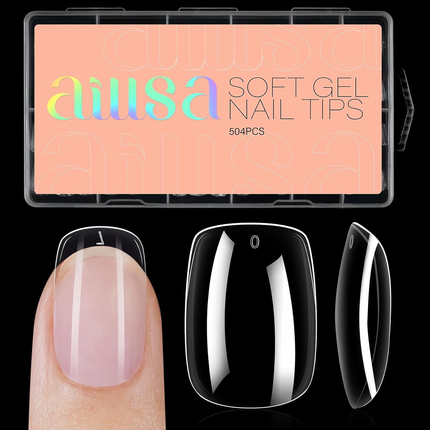 AILLSA Extra Short Square Nail Tips Clear Full Cover Gelly Press on Nails Gel False Nail Tips Preshaped Acrylic Fake Soft Nail Tips for DIY Home Salon Gift, 504PCS 10 Sizes