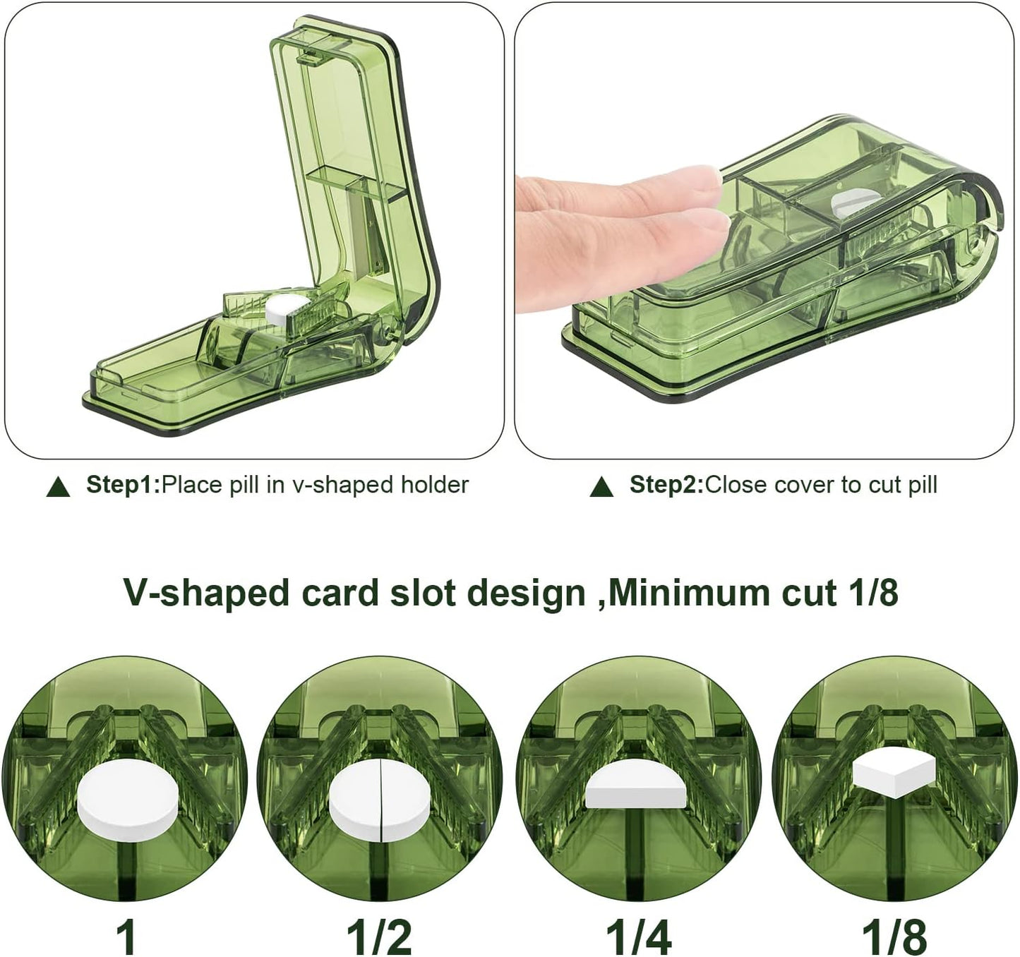 2PCS Pill Cutter, Professional Pill Splitter for Cutting Small Pills or Large Pills in Half