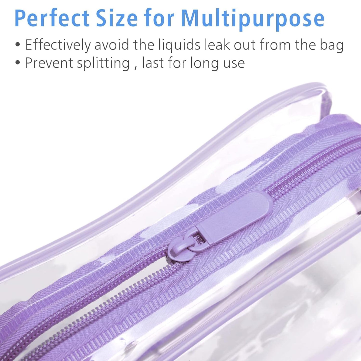 PACKISM Clear Toiletry Bag - 3 Pack Quart Size TSA Approved Toiletry Bag, Travel Makeup Cosmetic Bag for Women Men, Carry on Airport Airline Compliant Bag, Purple