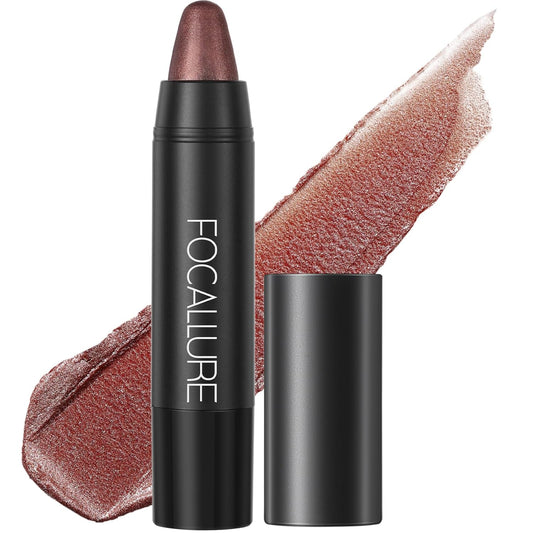 FOCALLURE Ultra Chic Metallic Lipstick,Rich Vitamin E Lip Crayon,Lightweight Shinning Color without Drying or Fading,Long Lasting Lips Makeup,#24 Copper