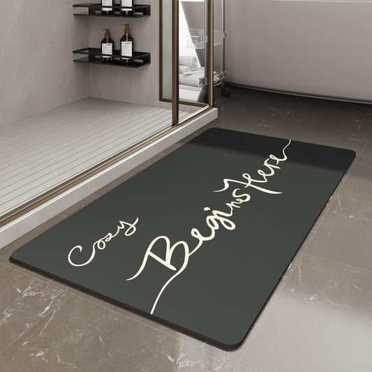 Bath Mat-Bath Mat Rug Non Slip Super Absorbent Stain Resistant Quick Dry Thin Bathroom Rug-Bath Mats for Bathroom Floor Bathtub Vanity-Bathmat Bath Rug Easy Care-17"x35",Black