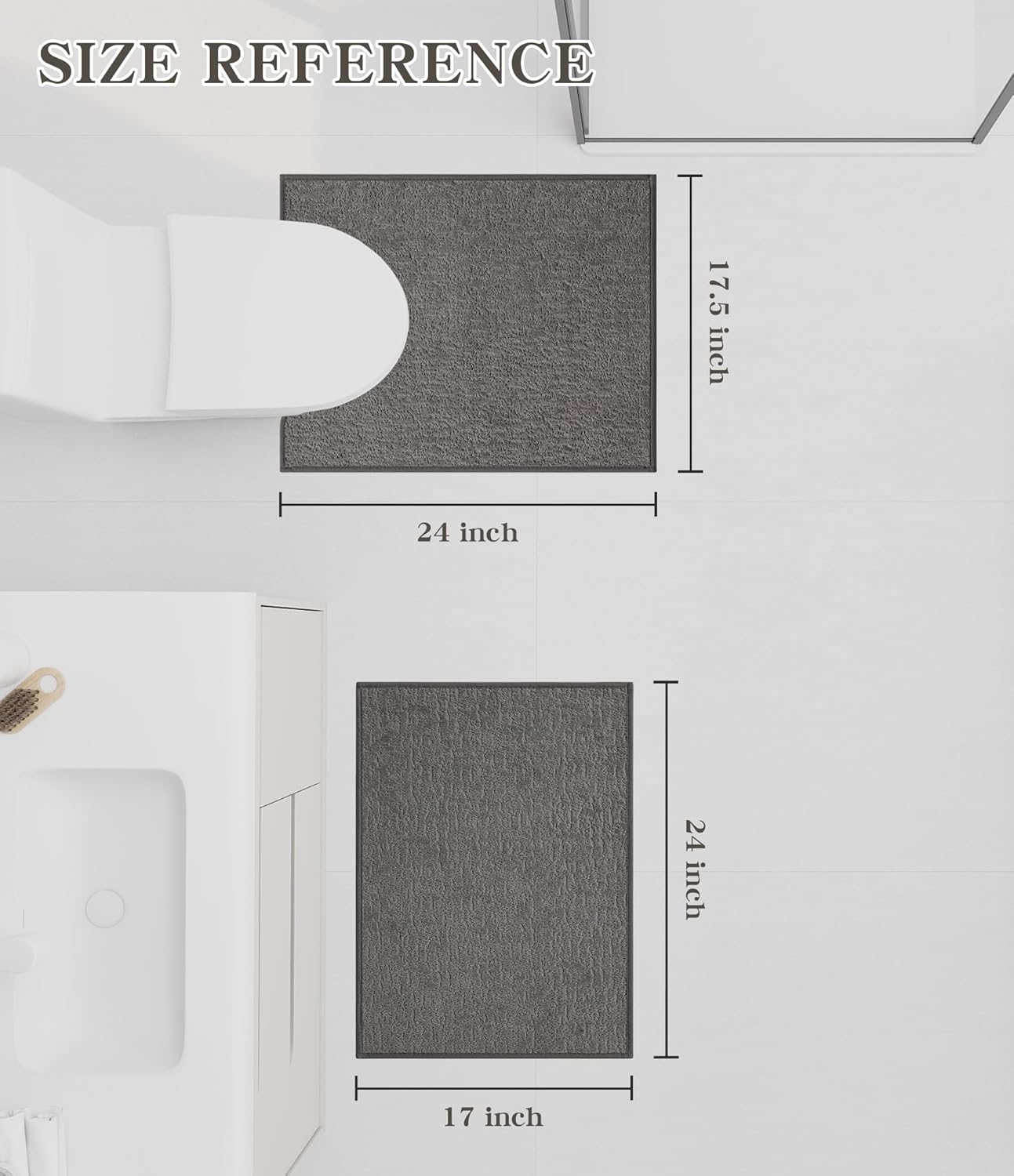 chakme Bathroom Rug Sets 2 Piece, Ultra Thin Bath Mat Quick Dry Bath Mat Set, Absorbent Bath Mat for Bathroom Non Slip Machine Washable, (Dark Grey, 2 Piece)