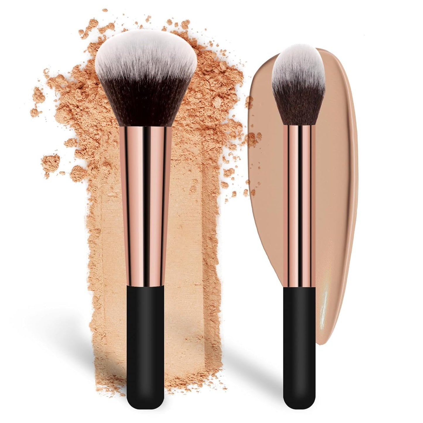 Makeup Brushes Banidy Powder Foundation Brush Flawless Powder Brush Set with Highlighter Brush Blush Brush with Wooden Handle Perfect for Blending, Buffing Liquid