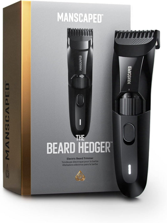 MANSCAPED® The Beard Hedger® Premium Men's Beard Trimmer, 20 Length Adjustable Blade Wheel, Stainless Steel T-Blade for Precision Facial Hair Trimming, Cordless Waterproof Wet/Dry Clipper