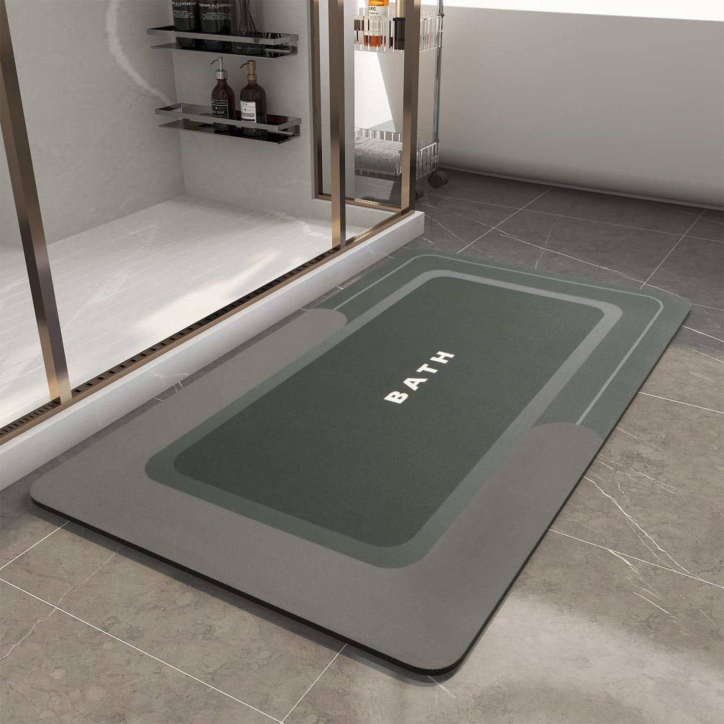 MontVoo Bath Mat - Non Slip Super Absorbent Stain Resistant Quick Dry Thin Bath Mat - 17"x35" Dark Grey