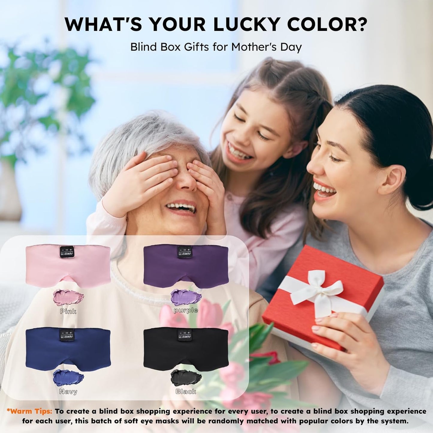 LC-dolida Sleep Mask with Bluetooth Headphones, Ice Silk Sleep Headphones with Bluetooth 5.4, Total Blackout Eye Mask for Sleeping, Sleep Soft Mask for Women Men, All Night Sleep, Travel(Navy)