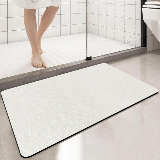 Diatomaceous Earth Bath mat Bathroom Rugs Super Absorbent Quick Dry Non Slip Bath Mat Thin Bathroom Floor Mats Fit Under Door-Shower Rug for in Front of Bathtub Shower, Beige, 15.7"*23.6"