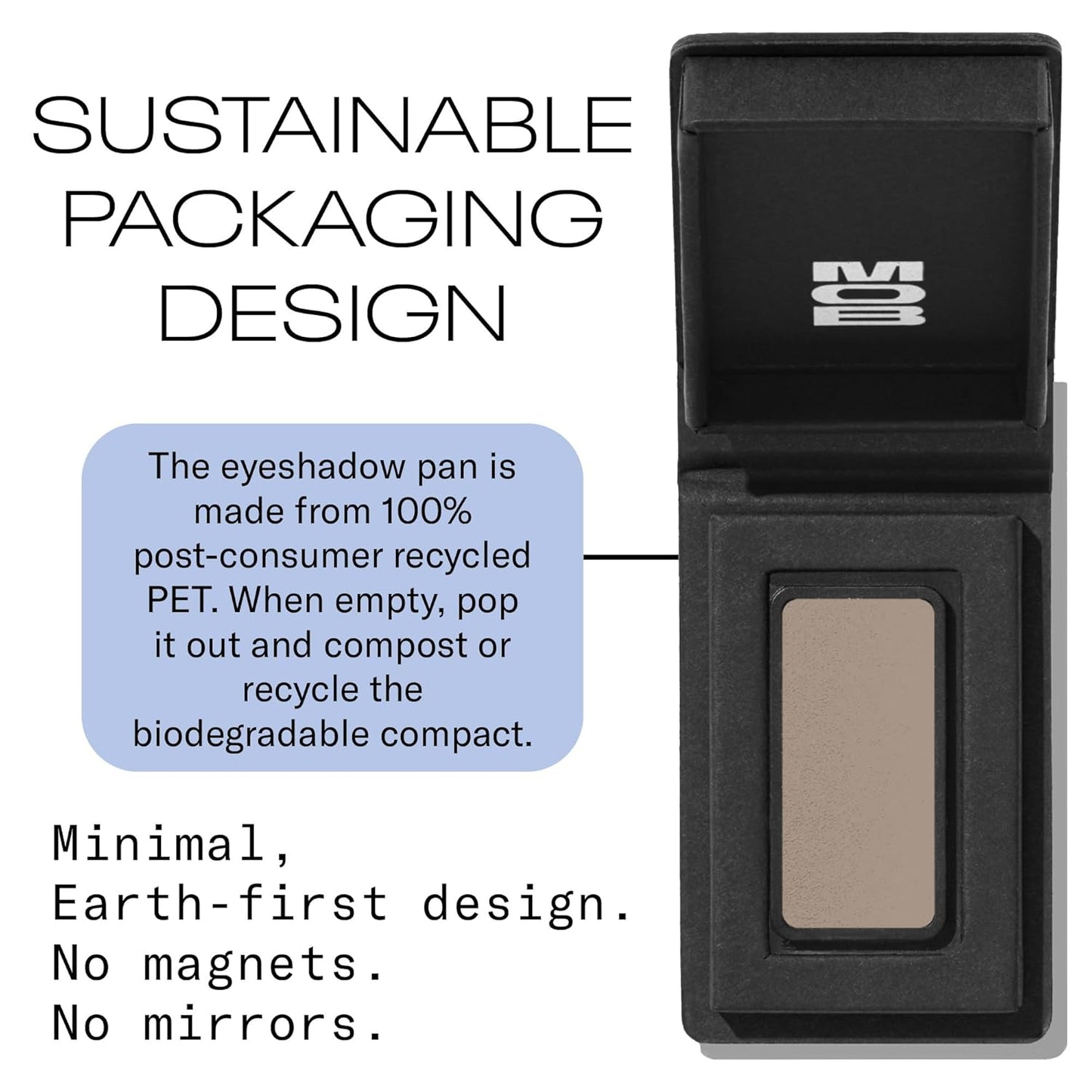 MOB Beauty Cream Clay Eyeshadow M112 – Soft Mushroom| Skincare-Infused, Vegan, Cruelty-Free, Blendable Cream-to-Velvet Finish, Buildable Pigment, Clean Eyeshadow in Sustainable, Biodegradable Compact