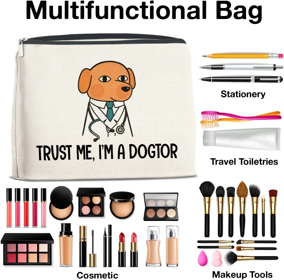Funny Veterinarian Gifts I'm a Dogtor Makeup Bag Gifts for Women Veterinarian Vet Cosmetic Bag Zipper Pouch Gifts