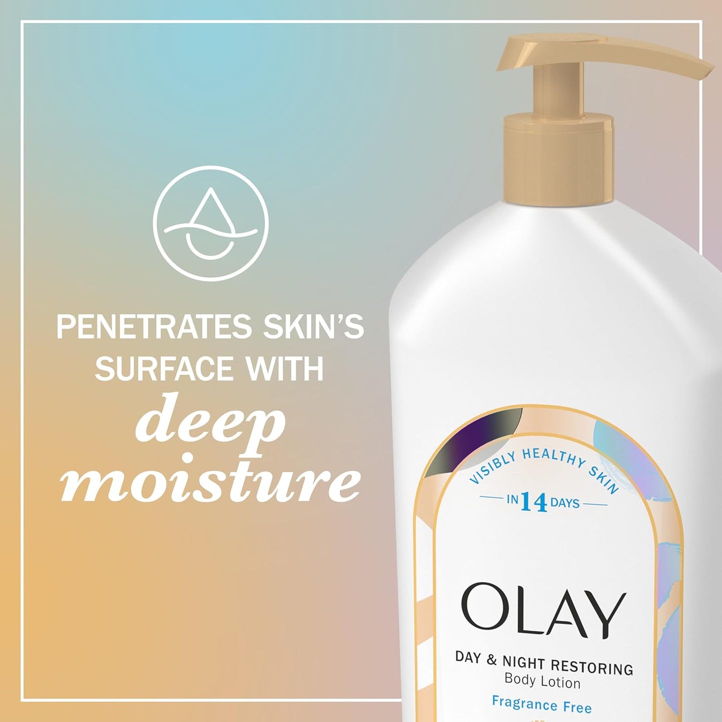 Olay Body Lotion for Women, Day & Night Restoring, 24hr Moisturizing & Deep Hydration, Absorbs Instantly, Penetrating Vitamin B3 Complex, For All Skin Types, Fragrance Free, 18 fl oz