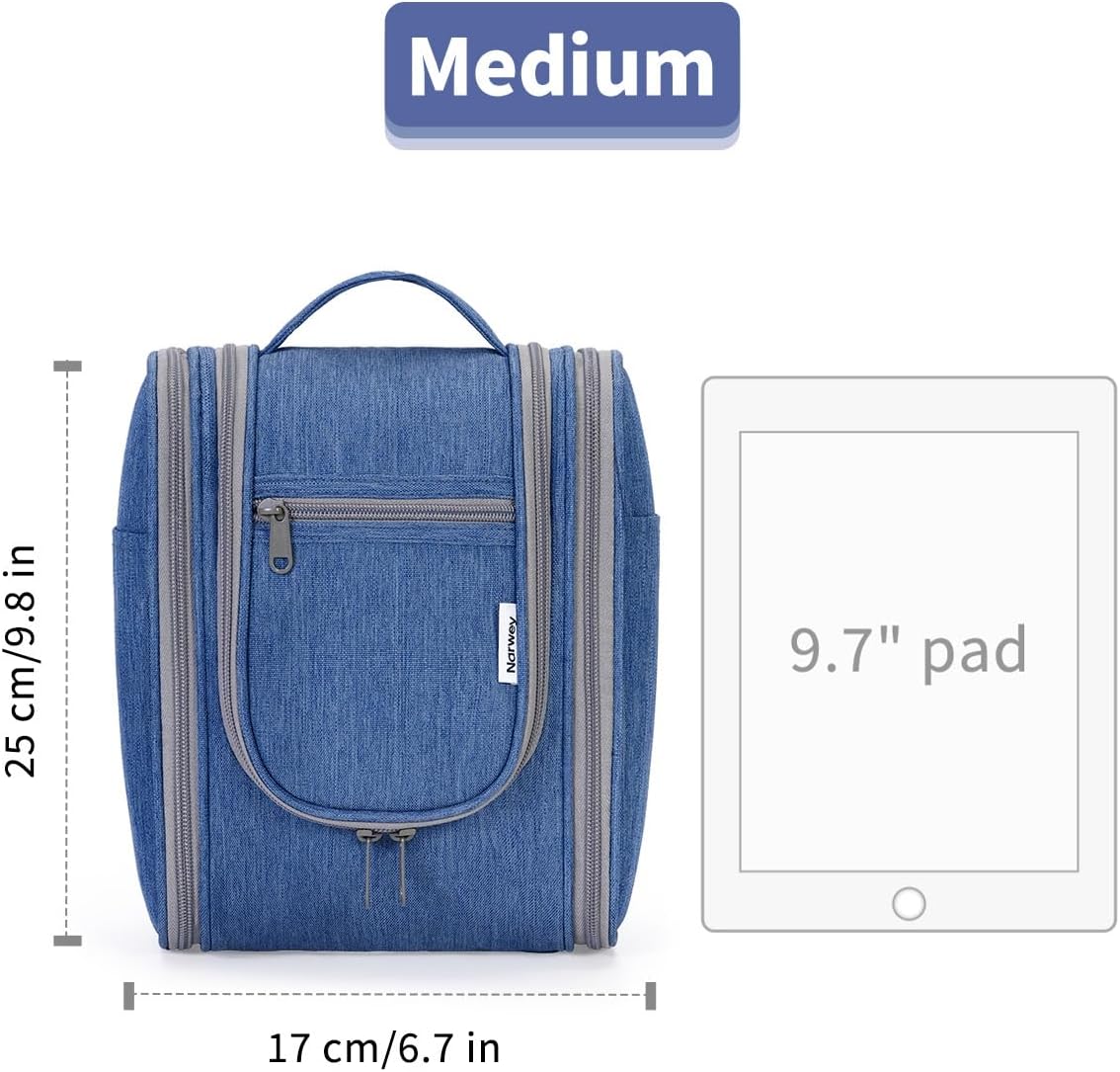 Narwey Small Hanging Travel Toiletry Bag Cosmetic Make up Organizer for Women and Men (Medium, Navy Blue)