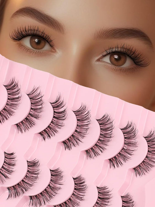 Natural Eyelashes 3D Volume Fake Lashes Lash Strips 7 Pair Siligli