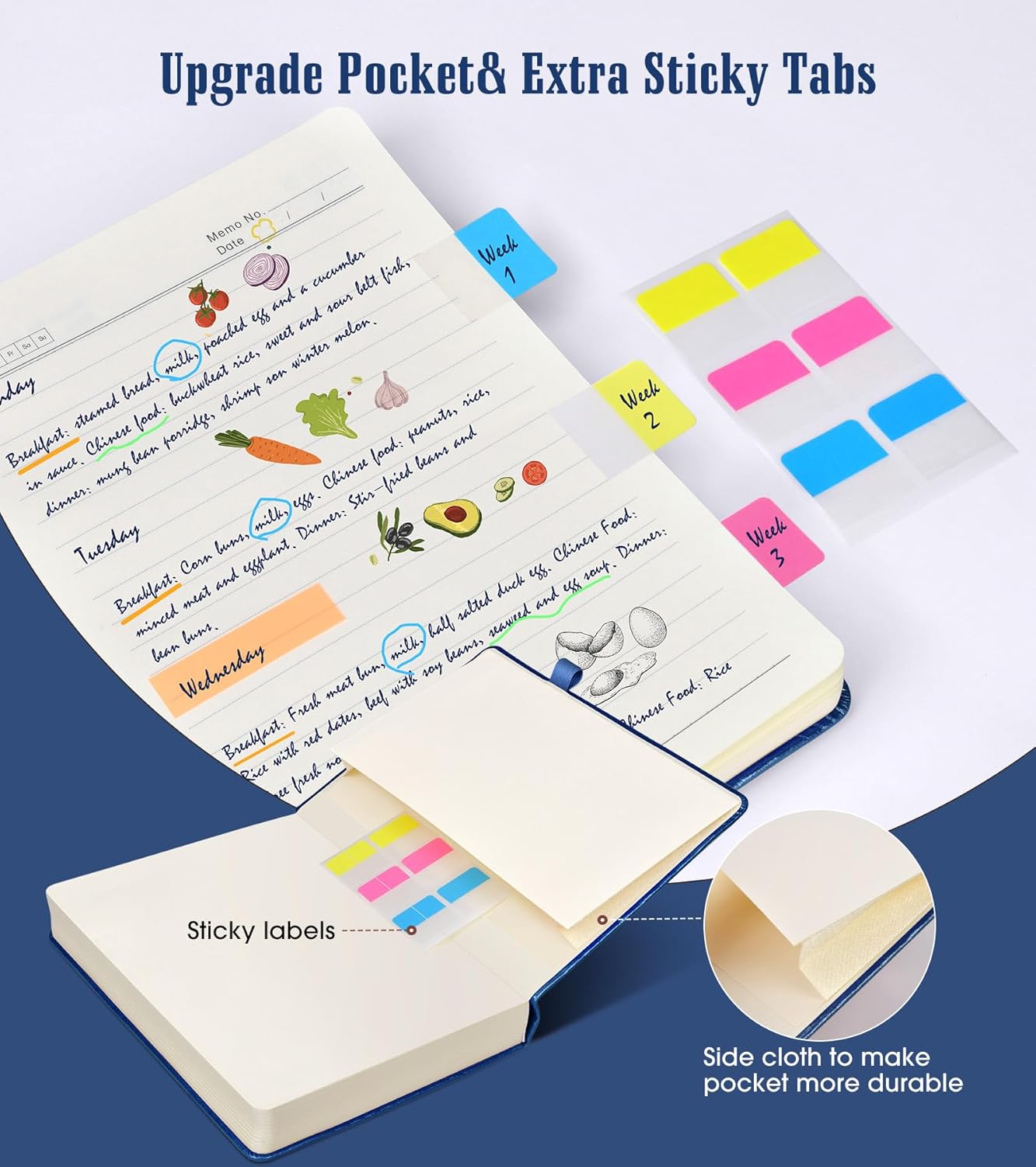 Lined Journal Notebook, 365 Pages A4 Large Journals for Writing Ruled Notebook, Hardcover Leather Journal for Women Men, Daily Notebook for Work, Note Taking, 100Gsm Thick Paper(8.5" x 11" Darkblue)