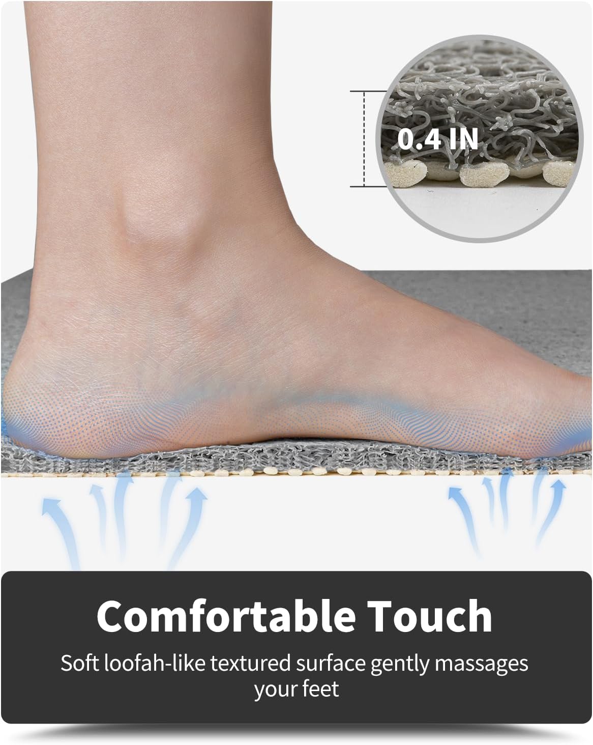 Non-Slip Bathtub Mat, 16x24 Inch, Shower Mats for Bath Tub, PVC Loofah Bathroom Mats for Wet Areas, Quick Drying Foot Scrubber Mat