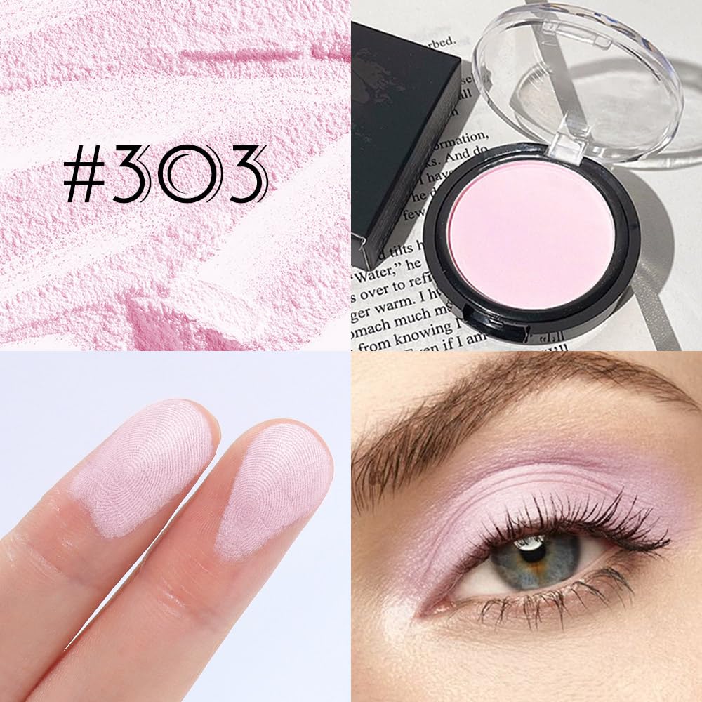 Monochrome Matte Eye Shadow Palette,Light Pink Neutral Nude Matte Pressed Powder Single Eyeshadow,Natural Long Lasting Naturing-Looking Eyeshadow,Talc,Paraben Vegan & Cruelty Free