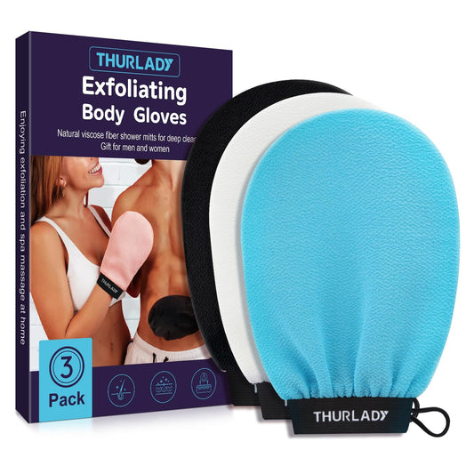Korean Exfoliating Mitt - Exfoliating Gloves 3 Pack - Exfoliating Body Scrubber, Viscose Fiber Body Scrub Gloves, Dead Skin Remover for Smoother Skin, Self-Tan Prep & Removal