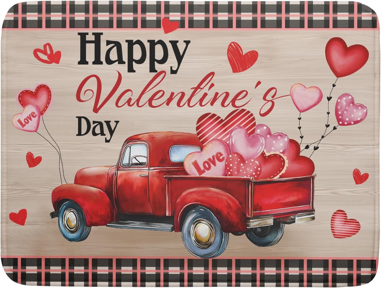 Valentine's Day Truck Dish Drying Mat 18x24 inch Love Heart Washable Absorbent Dishes Pad Dish Drainer Mat for Kitchen Counter Sink Coffee