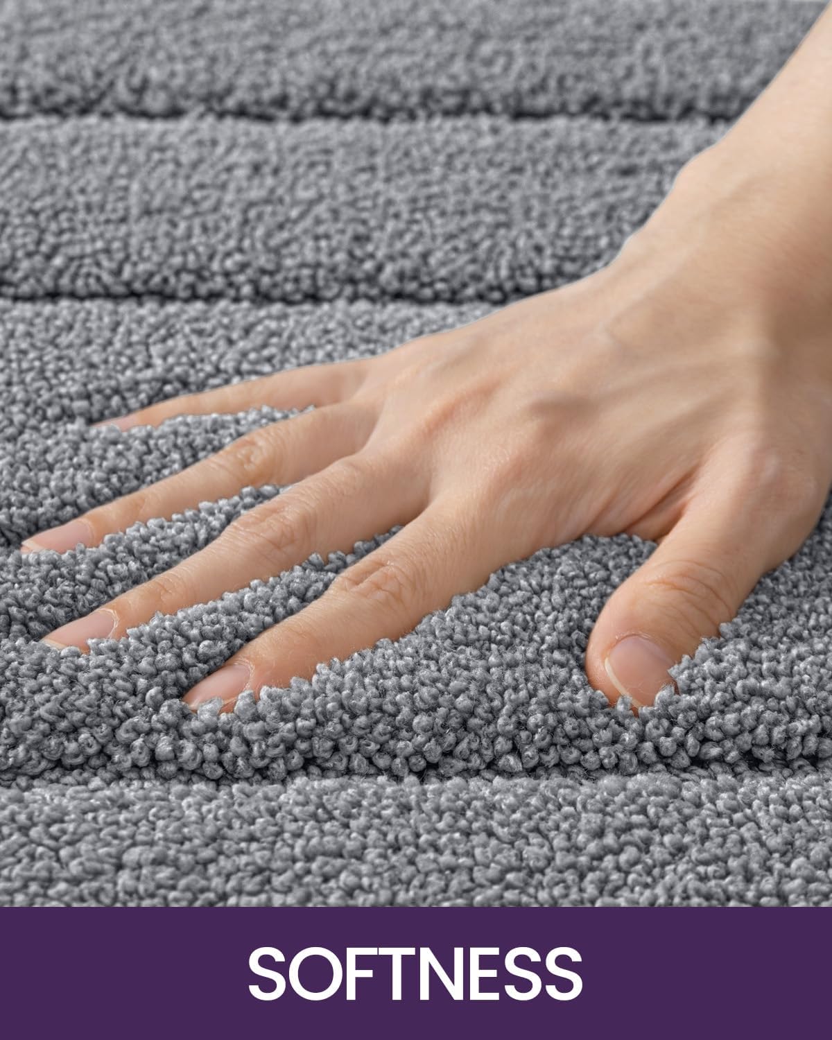 DEXI Bathroom Rug 43x24, Non Slip Washable Bath Mat for Shower Floor, Extra Large Absorbent Soft Bathmat with Rubber Backing, Quick Dry Microfiber Carpet, Grey