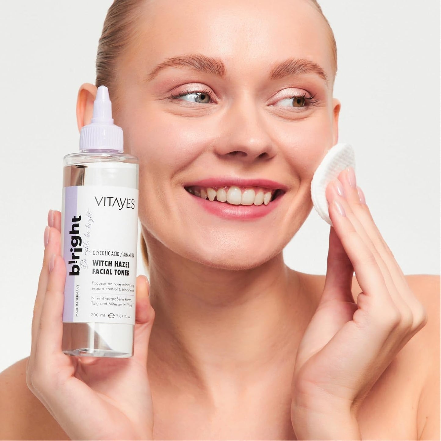 VITAYES b!Right Witch Hazel Toner for Face AHA, BHA & Glycolic Acid - Pore Reducing & Deep Cleansing - Premium Skin Care Essence for Radiant Beauty 6.76 Fl Oz (Pack of 1)