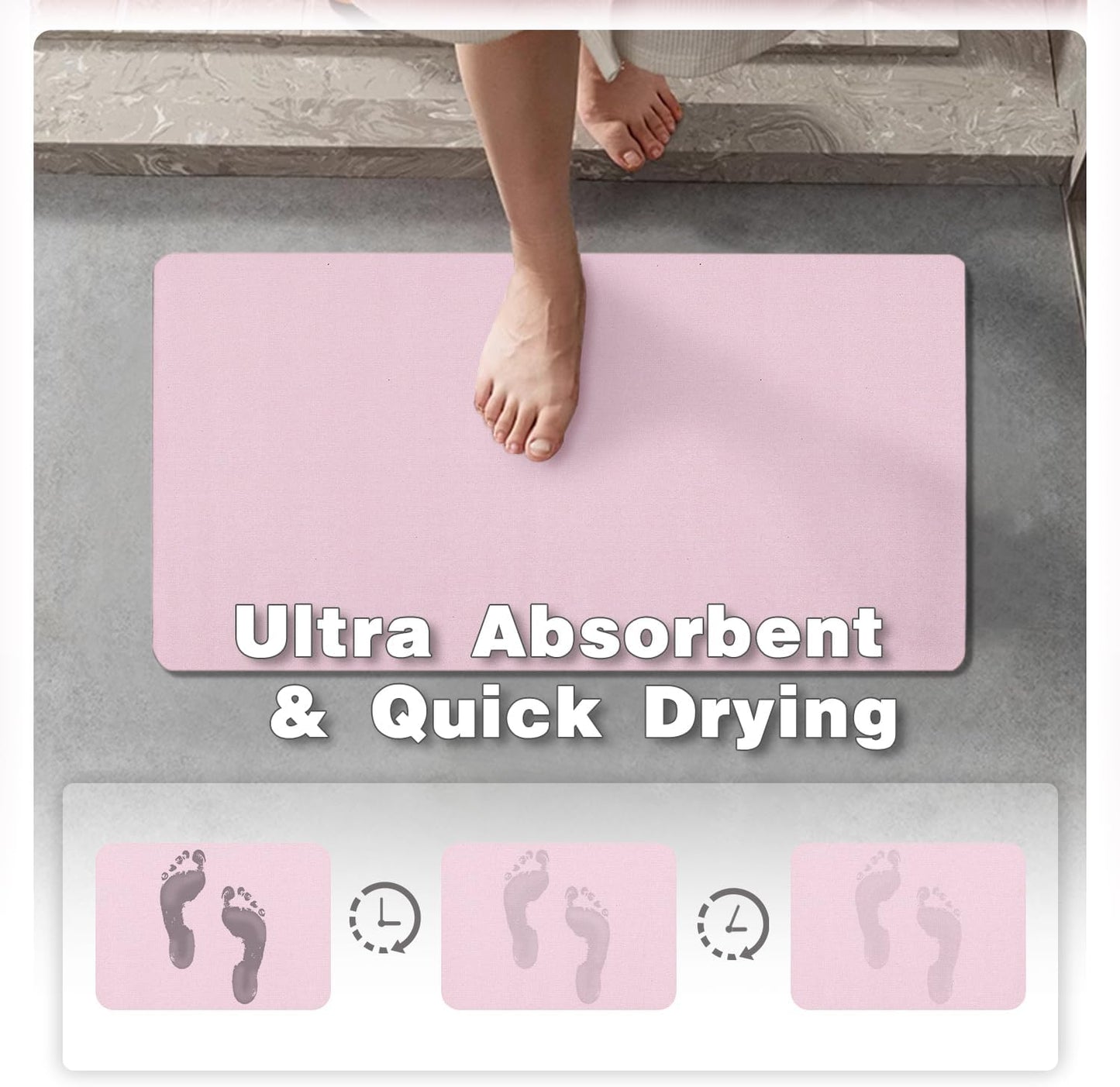 Pink Bath Mat, Bathroom Rugs Non Slip Washable Thin Absorbent Quick Dry Bath Mat Fits Under Door Bathroom Floor Mat Perfect for Bath, Shower, or Sink 36"x48" Pink