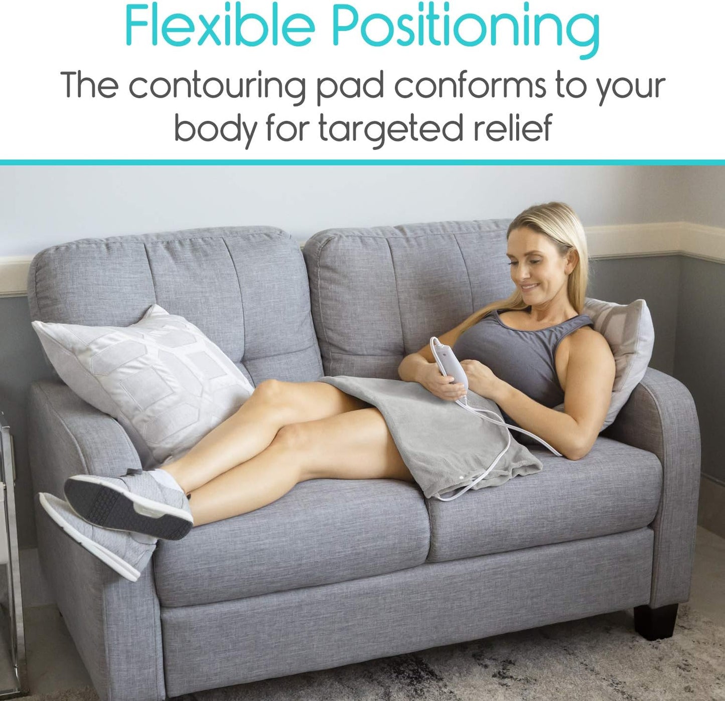 Vive Moist Heating Pad - Electric Heated Warming Hot Wrap for Heat Therapy on Back, Knee, Shoulder, Neck Pain, Period Menstrual Cramps, Cats, Dogs, Pets - Portable, Auto Shut Off (12" x 24")