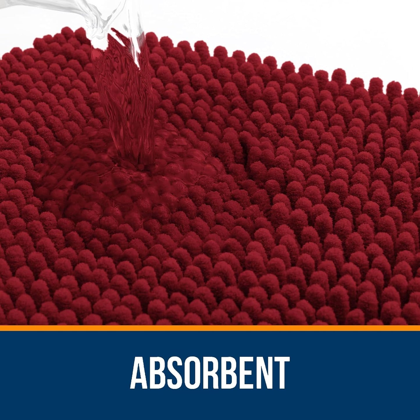 OLANLY Bathroom Rugs 30x20, Extra Soft Absorbent Chenille Bath Rugs, Rubber Backing Quick Dry, Machine Washable Bath Mats for Bathroom Floor, Tub and Shower, Home Decor Accessories, Red