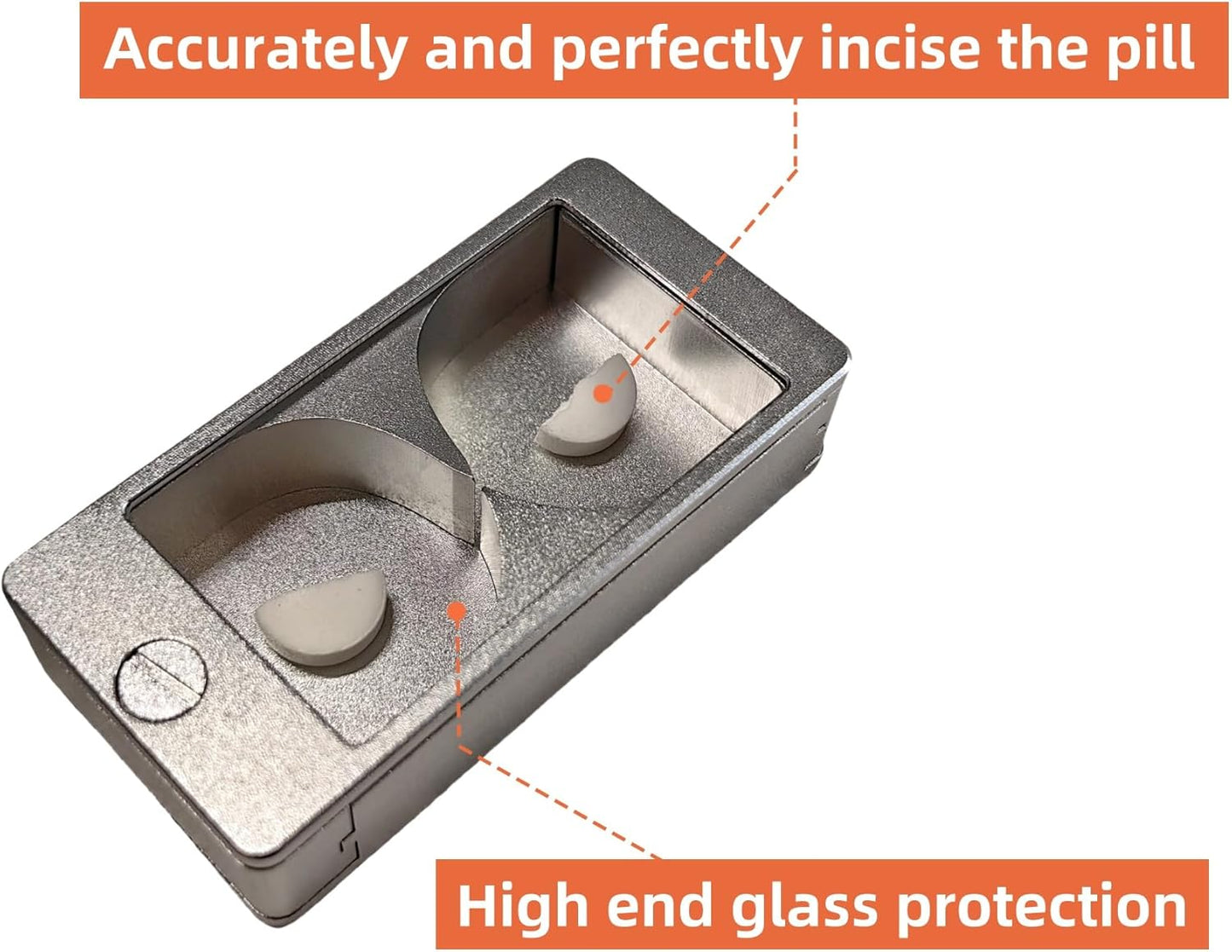 Professional Pill Cutter Splitter - Precision Aluminum Slicer for Small Large and Tiny Tablets Best Cortador for Accurate Medicine and Vitamin Dosing Ideal Tablet Splitters for Pastillas (Silver)