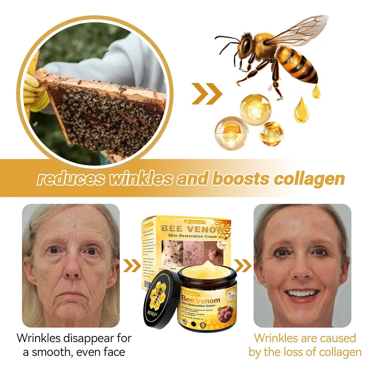 Bee Venom Skin Restoration Cream, Bee Venom Skin Treatment Cream, Repair skin and Firming, Effective In Reducing Blemishes (4)