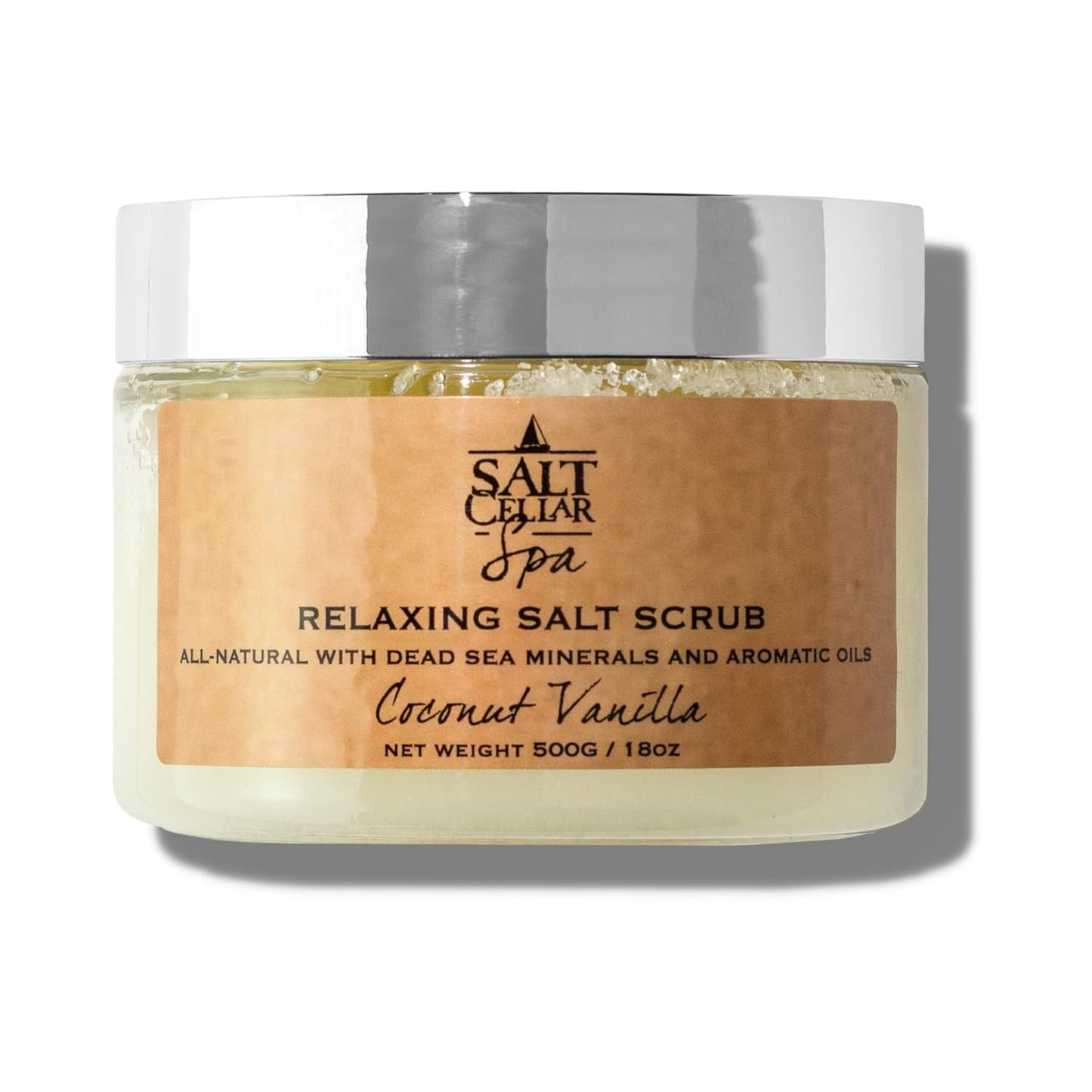 Salt Cellar Spa All-Natural Dead Sea Salt Scrub - Refresh with Coconut Vanilla - Energize, Revive, and Rejuvenate your Skin - Made in Israel, Cruelty-Free, 18 oz.