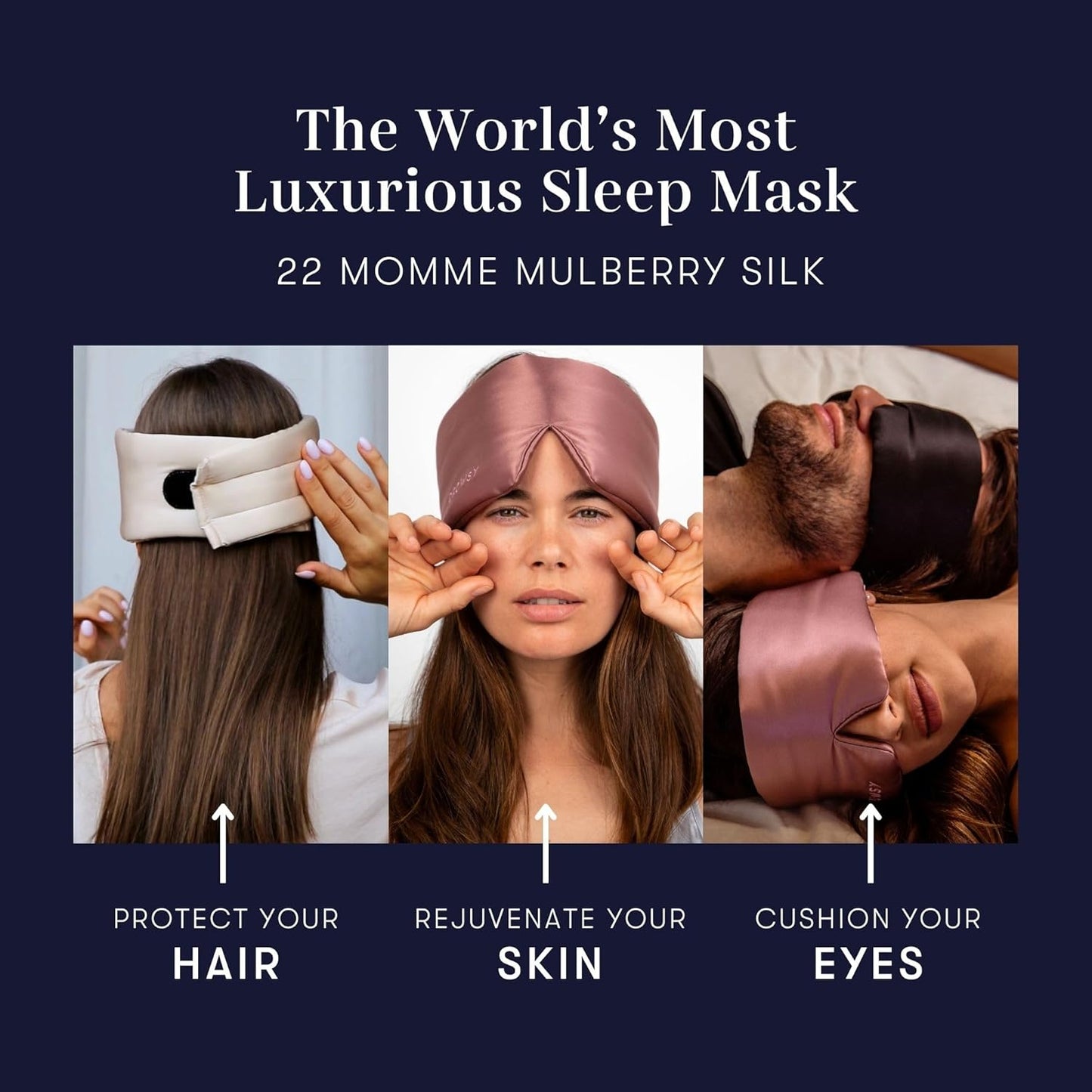 DROWSY Silk Sleep Mask - Face-Hugging, Padded Cocoon for Luxury Sleep in Total Darkness - 100% Pure Mulberry Silk (Cosmic Energy)
