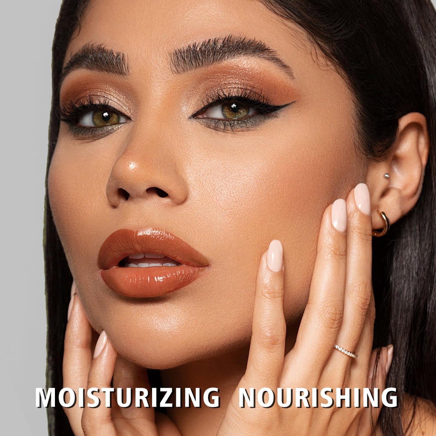 MAKI YIKA Moisture Light Brown Lipstick for Women Hydrate Lip Gloss for Dry Cracked Lips Weightless Glossy Lip Color Juicy Finish,MA050 Milk Brown