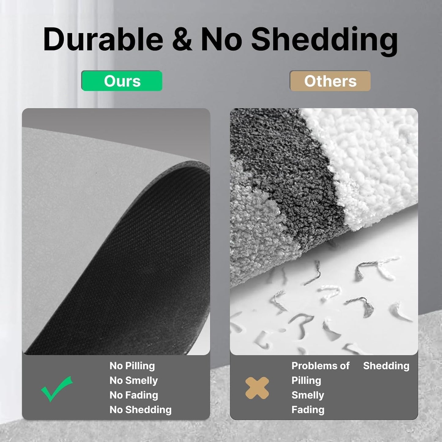 Diatomaceous Earth Bath mat Bathroom Rugs Super Absorbent Quick Dry Non Slip Bath Mat Thin Bathroom Floor Mats Fit Under Door-Shower Rug for in Front of Bathtub Shower, Grey, 15.7"x35.4"