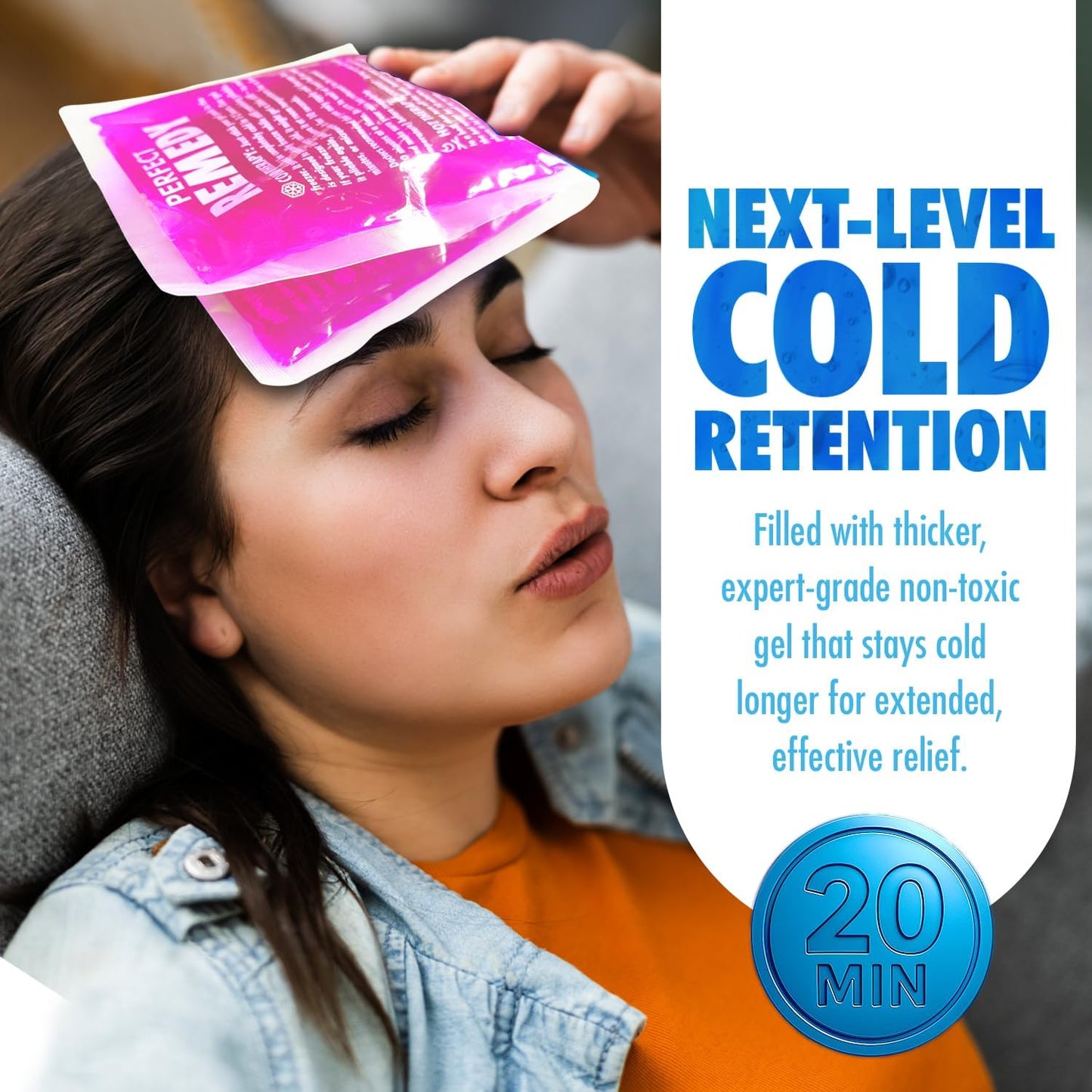 Perfect Remedy Rectangle Gel Ice Pack Bundle, Hot & Cold Ice Packs for Injuries Reusable for Body Tension & Muscle Pain Relief, Soft, Flexible & Adapts to Any Area (Blue, Reg 2PK + Pink, Reg 2PK)