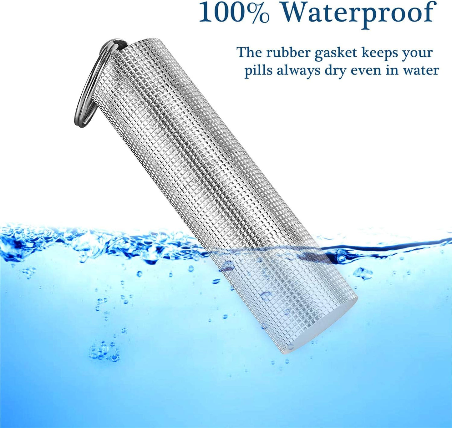 PPFISH 2 PCS Portable Daily Pill Case, 3 Compartments Aluminum Alloy Waterproof Pill Box Dispenser, Small Pocket Pill Container, Keychain Pill Fob, Travel Pill Holder for Men Women