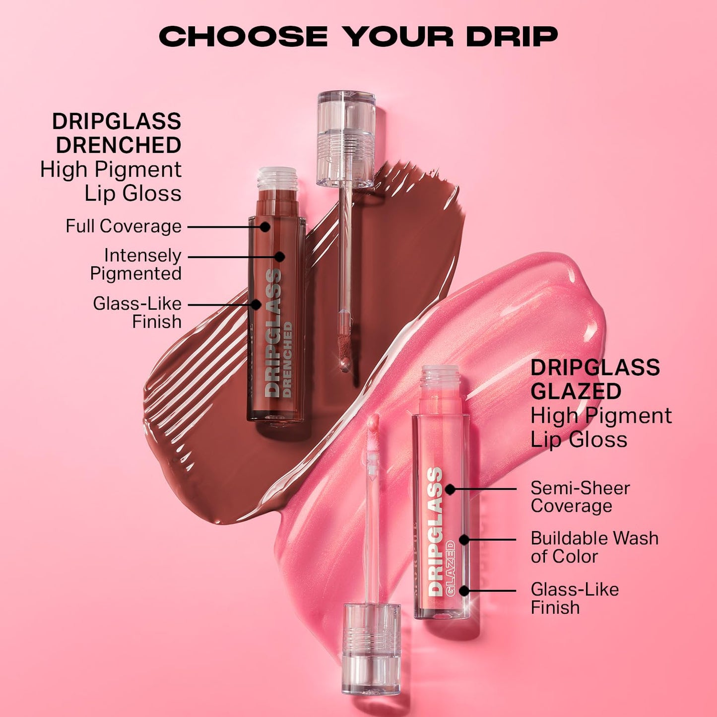 Morphe Dripglass High Shine Lip Gloss - Glazed, Semi-Sheer & Nourishing Lip Makeup - Buildable Formula Infused with Plant-Derived Squalane & Vitamin E - Raspberry Reflection (0.13 oz)